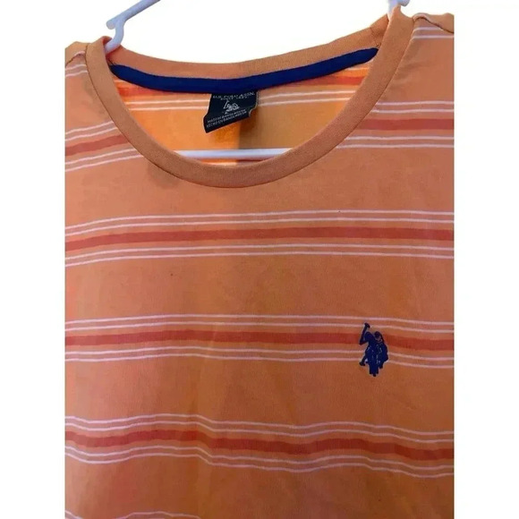 U.S. POLO ASSN.SIZE LARGE PEACH SHIRT WITH STRIPS - Picture 2 of 3